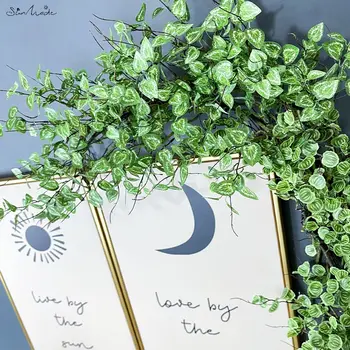 Grana umjetne biljke blage oblike SunMade s mini lišćem, Pribor za cvjetni aranžmani, Biljni dekor, Zelje, подвешенная na zid.