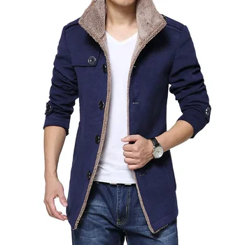 2023 Nova jesensko-zimska muška tkiva jaknu od ovčje vune sa стоячим ovratnik, kaput, muška tamno plava ветровка srednje dužine