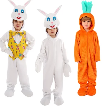 2024 Dječak, slatka Mrkva, cosplay djevojka, пижама sa zečevima i životinjama na Halloween, Karneval Purim, Bijeli kostim Zeca za djecu