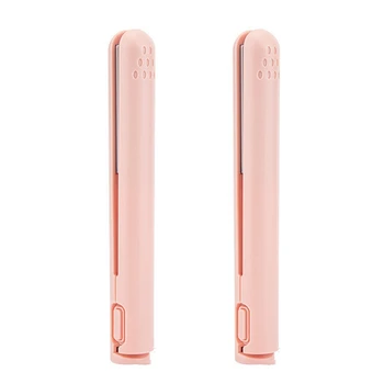2X USB kabel Mini prijenosni straightener za kosu za ravnanje i željeza dvostruke namjene, uvijač za kosu za studente, pink