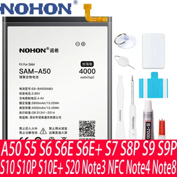 Baterija NOHON za Samsung Galaxy A50 S10 S10 + S9 S8 Plus + S5 NFC S6 S7 S8 S20 Edge Note 3 4 8 EB-BA505ABU EB-BG973ABU Baterias