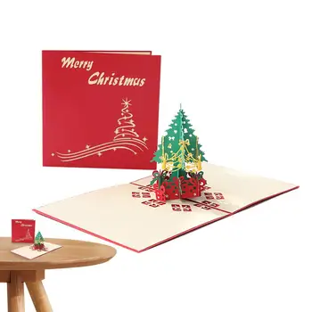 Božićne čestitke s 3D božićno drvce Odmor pop-up razglednice s praznim unutarnjim stranicama 3D čestitke za dnevni boravak, blagovaona stol, škole