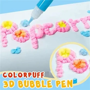Božićni poklon Čarobne bucmaste ručice Art Safe Pen Magic Color DIY Bubble Drawing Pen Color Paint Pen Bubble Pen Puffy 3D Print 3 seta