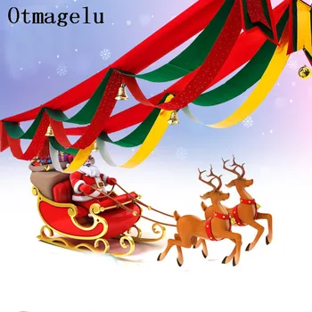 Božićni Viseće ukrase, Božićni dekor Banner Трехслойный njegovu lijepu val u obliku zastava Dekor za novogodišnje zabave Zastave s padobranom Djeda Mraza