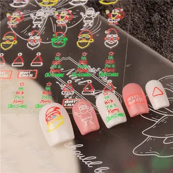 Dizajn noktiju Samoljepljive naljepnice za nokte u obliku pahulja, naljepnice za nokte u obliku snjegovića, božićne naljepnice za nokte, nakit za nokte