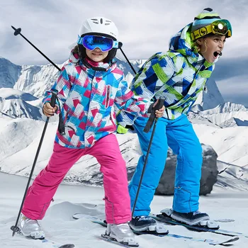 Dječji zimski ski odijelo, vodootporan ветрозащитная super toplo dječje škola jakna i kombinezon za snowboard komplet odjeće za dječake i djevojčice