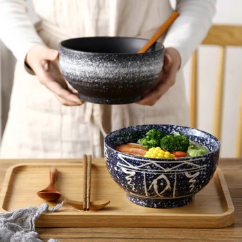 Japanski posuđe stakleno keramička zdjela velika zdjela za рамена individualnost kreativno pirinčana boćalište boćalište za zdjelu rezanaca za juhu žlica besplatno