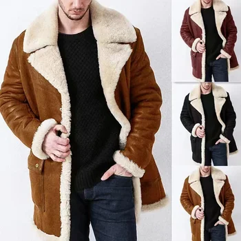 Jesensko-zimska muška moderan kaput od obložen kožom sa mekanim ovratnik 2023 godine