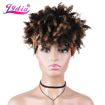 Kinky perika Lydia Kinky s dressing na glavu, afro-kinky wig-šal, sintetičkih perika-s turbanom za svakodnevnu uporabu, iznad kose