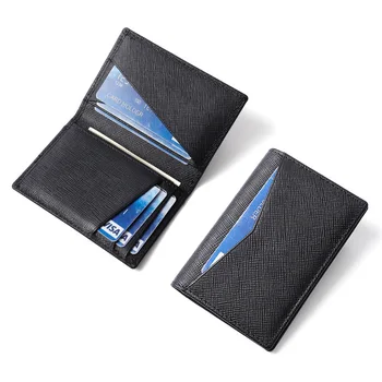 Kvalitetne muške dual torbicu za kreditne kartice kontrastne boje, tanak muški držač za kreditne kartice su od prave kože s cross-over uzorkom