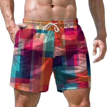 Ljetne nove muške kratke hlače u boji plug-in linija muške kratke hlače s 3D ispis casual stil muške kratke hlače modni trend muške kratke hlače