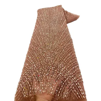 Luksuzna francuska cvjetne čipke tkanina od teškog zrna, afričke šljokice, čipka tkanine za mladoženju za nigerijski haljina, visoke kvalitete Z880385