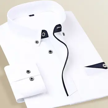 Moderan monotono muška košulja za poslovne i office, bijelu košulju za muškarce, Korejski donje majice s dugim rukavima