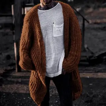 Modni muška jakna-kardigan s V-izrez, ugodan muški džemper, kaput, Vodootporan однотонный pletene cardigan