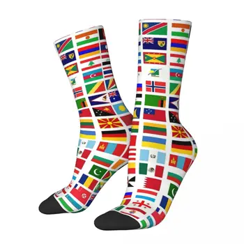 Modni Muške čarape, svakodnevne čarape sa zastavama zemalja Svijeta, šarene sportske ženske čarape, proljeće-ljeto, jesen-zima