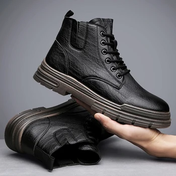 Muške Cipele Chukka Od Vodootporne Kože, Svakodnevne Boots-Oxfords čipka-up, Svakodnevne Modeliranje Cipele za Muškarce