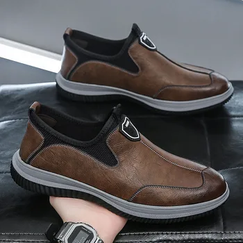 Muške cipele, muške kožne cipele originalne krojenje, Nova muška svakodnevni kožne cipele, Prozračna лоферы na platformi za muškarce 2023 godine izdavanja