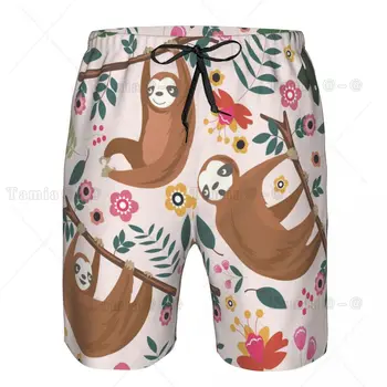 Muške kupaće kostime Slatka Lijenost s cvijećem, su kratke hlacice, topljenje, plaža plaža kratke hlače, Muške su kostimi