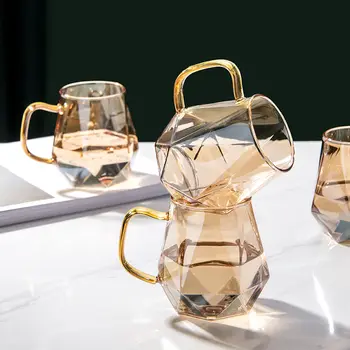 Nordijsko Šarene Diamond tekstura, gradijent od kvarcnog stakla s ručkom, čaša za vodu, kava, Kreativni Modni Čaj, hladno pivo, sok