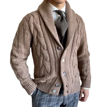 Novi pletene kardigan muški Jesen-zima 2023, džemper s igle i dugih rukava, kaput s cvjetnim uzorkom za muškarce