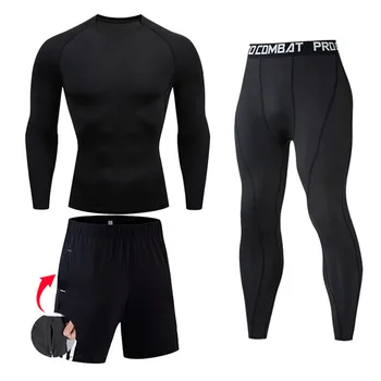 Odjeća za trening, muška košulja sa dugim rukavima, tajice za teretane, crno odijelo za trčanje, быстросохнущая компрессионная sportska odjeća za joge, sportski odijelo