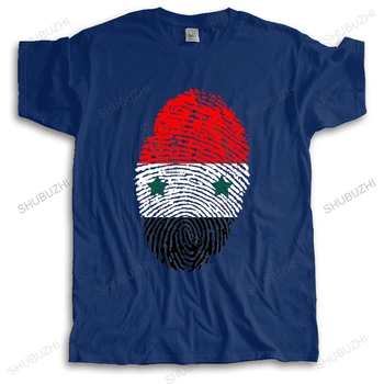 Personalizzato Manica Corta In Cotone Biologico Siria Bandiera di Impronte Digitali Uomini DJ T-Shirt Maglietta XXXL Cotone