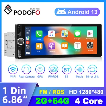 Podofo 1 Din Android Auto Radio CarPlay Media Player 6,86 cm Авторадио Wince Auto Стереоплеер za VW, Nissan, Toyota, Honda