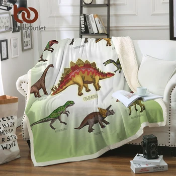 Posteljina Obiteljsko deka s dinosaurima za djecu od mikrovlakana s cartoonish uzorkom, medo Sherpa razdoblja jure, prekrivač za krevet, kauč, posteljina za dječake