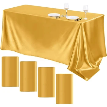 Pravokutni vjenčanje satin stolnjak glatke zlatno za udoban postavke radne površine