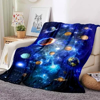 Prekrivač Space Room Galaxy Stars, ультралегкое soft плюшевое фланелевое prekrivač za kauč-kreveta, Najbolji poklon za ured