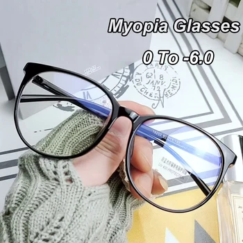 Prevelike Prozirne naočale za računalo kratkovidnosti, žene, muškarci, Okrugli okvira sa zaštitom od plave svjetlosti, Minus Naočale, Optički naočale na recept