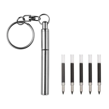 Prijenosni prsten za ključeve, Teleskopska ručka od nehrđajućeg čelika, Teleskopski, kemijska olovka, privezak za putovanja na otvorenom