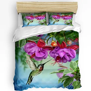 Set posteljine s cvijetom Ptice, 3 kom., deka za dječake i djevojčice, jastučnica, pokrivač za djecu i odrasle, komplet bračnim krevetima, kućni tekstil