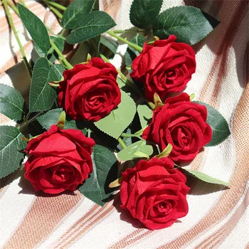 Slatka umjetna Grančica ruže ručni rad, Svilene Baršun Ruža, Ponuda poklon za Godišnjicu, Valentinovo, Buket cvijeća, dekoracija Vjenčanja