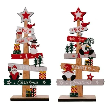 Stol ukras za Božićno drvce, Snjegović, Djed Mraz, drvene božićne znaci, peglanje, Božićni ukras, pokloni za novogodišnje zabave 2024 godine