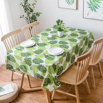 Stolnjak od zelenog lišća, Lanena tkanina za stolom, Pravokutni Stol pravokutnog stola ukras za stranke, Kućni dekor