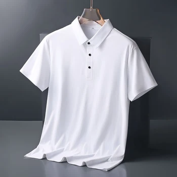 T-shirt Ice Silk Traceless, muška Lagan poslovna monotono majica kratkih rukava, svilenkasta prozračna majica polo Traceless.