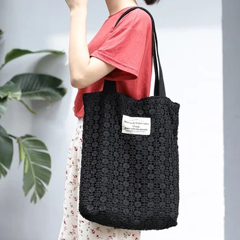 Tinejdžerska cvjetne čipke torbu, ženska девчачья torba od tkanine Kawaii u japanskom stilu, s vrha ručka, 2023 Ženska zgodna Korejska svakodnevni torba za svaki dan