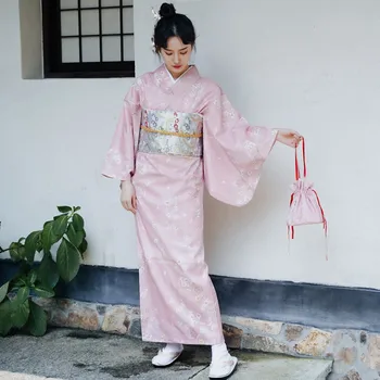 Tradicionalni Japanski Kimono Ogrtač, Haljina je Žene Djevojka Roza Cvijet po cijeloj površini Ogrtač Юката Odjeća Kimono Харадзюку Cosplay Исполнительская odijevanje
