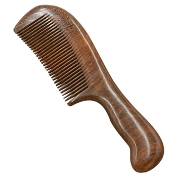 Češalj za kovrčavu kosu od sandalovine sa širokim zuba, prijenosni drveni češalj sa primitivan zuba, alat za masažu kose