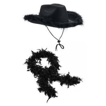 Ženski kauboj šešir u stilu western boa od perja - idealno za vjenčanja, karnevalima, rave zabave i pribor za kostime