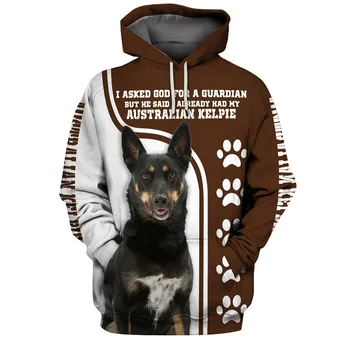 Životinja Australski Келпи Dog 3D S Punim po cijeloj površini Unisex Deluxe Majica Muška Majica Ulica Odjeća Pulover Na Munje Svakodnevni Jakna Sportski Odijelo