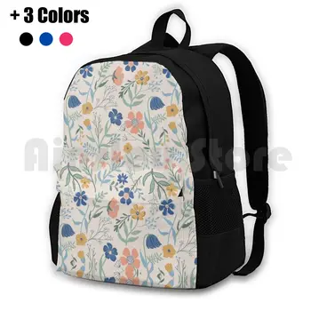 Пастельно-plava i pink Botanički vrt Cvjetni print Marširati ruksak za jahanje, sportski torba za penjanje s cvjetnim uzorkom