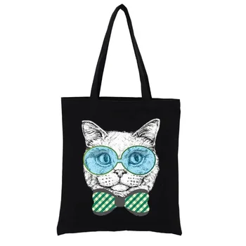 Холщовая shopping bag Hipster Mačka, ženske torbe za žene, sklopivi torbu za višekratnu upotrebu, torba za kupovinu, zabavne svakodnevne modne torbe